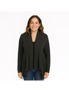 Willow & Thread Sweater Grey Asymmetrical Knit Oversized Drape Pullover Women